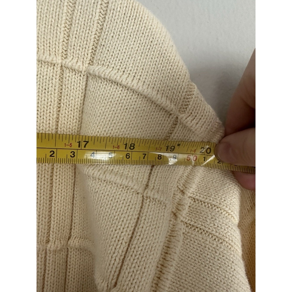 Vintage 90s IZOD 100% Cotton Sweater Knit Casual Pastel Yellow Golf Size Large - Picture 12 of 12